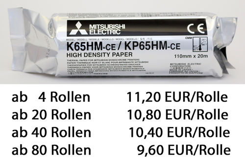 Mitsubishi Thermal Paper K65HM-CE/KP65HM-CE - price from 9,60 EUR/roll